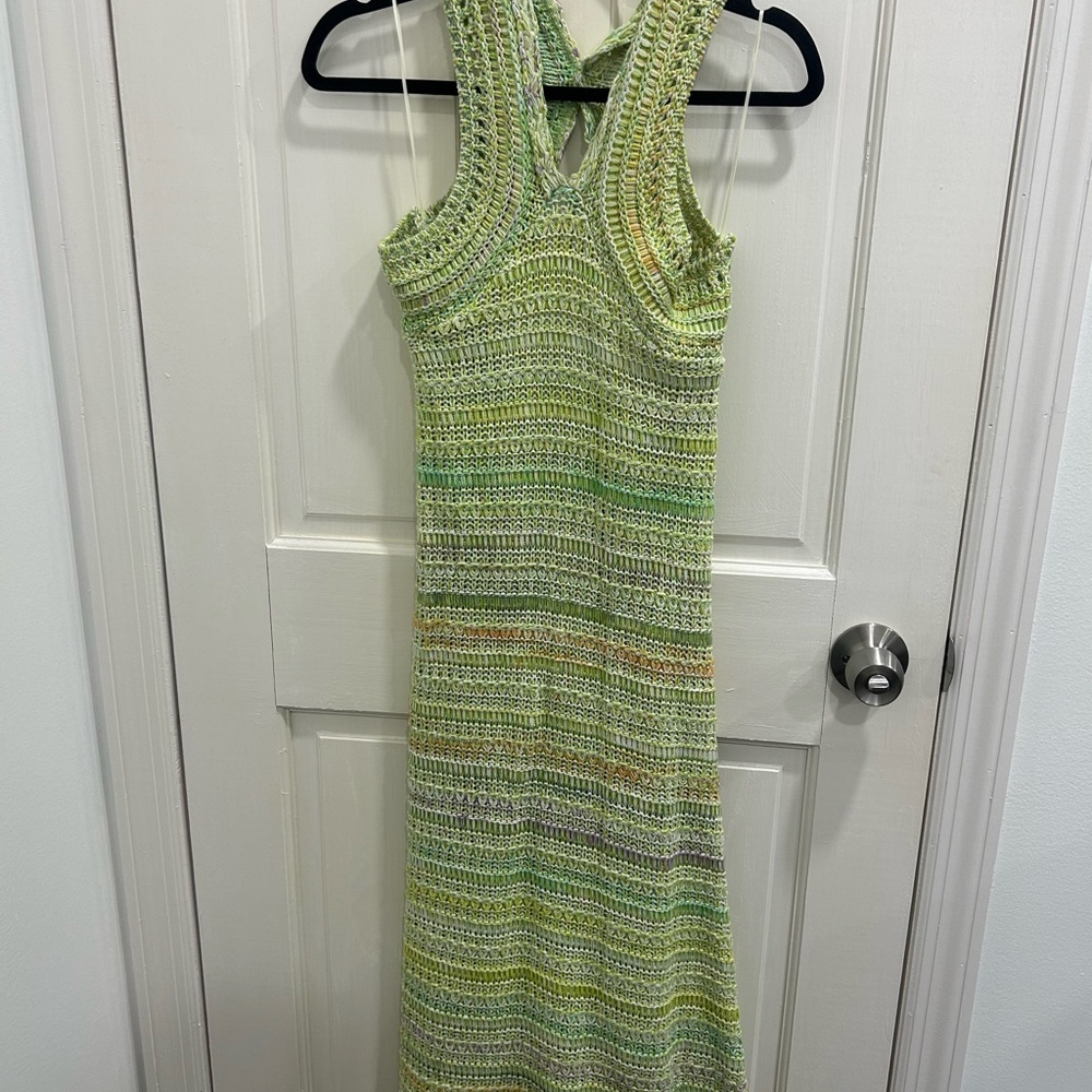 Zara Green Multicolor Crochet Maxi Dress